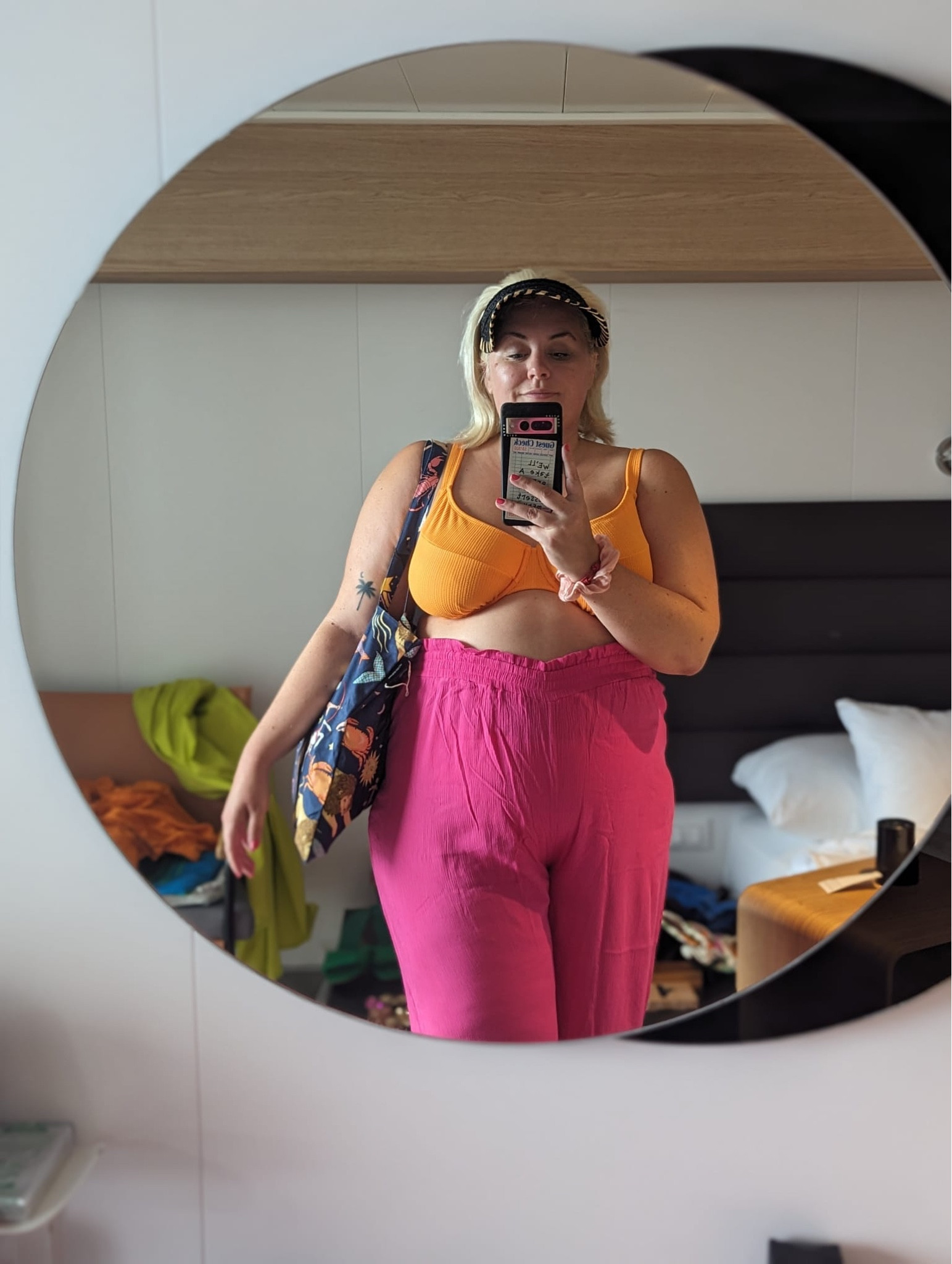 Orange bikini top, crinkle bikini top, underwire bikini top, pink trousers, high waist trousers, wide leg trousers, raffia hat, holiday hat, BooHoo, Pour Moi, Free People, Simply Be

#LTKSeasonal #LTKeurope #LTKstyletip