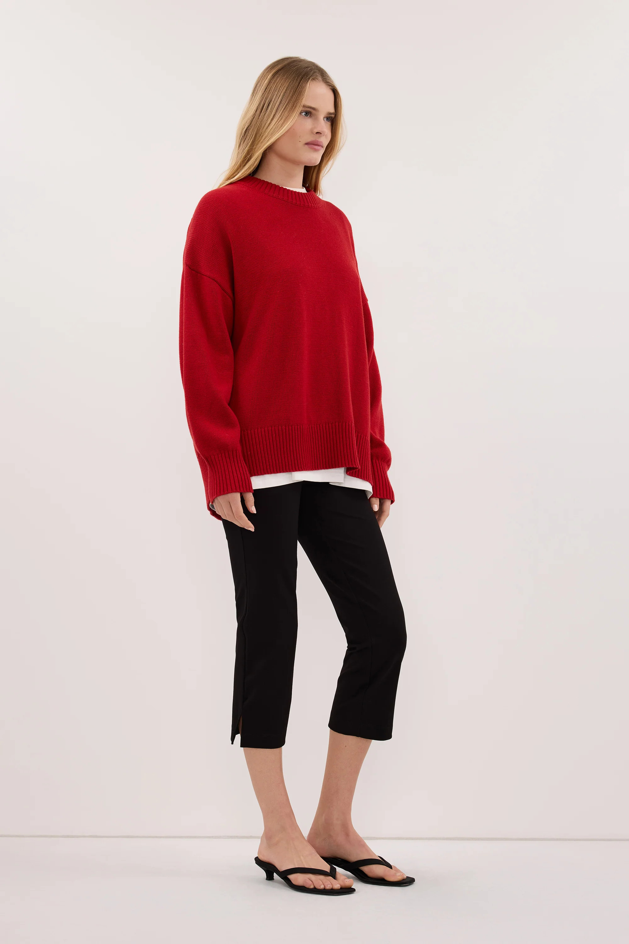 MILA BURNT RED CREW NECK JUMPER | DISSH