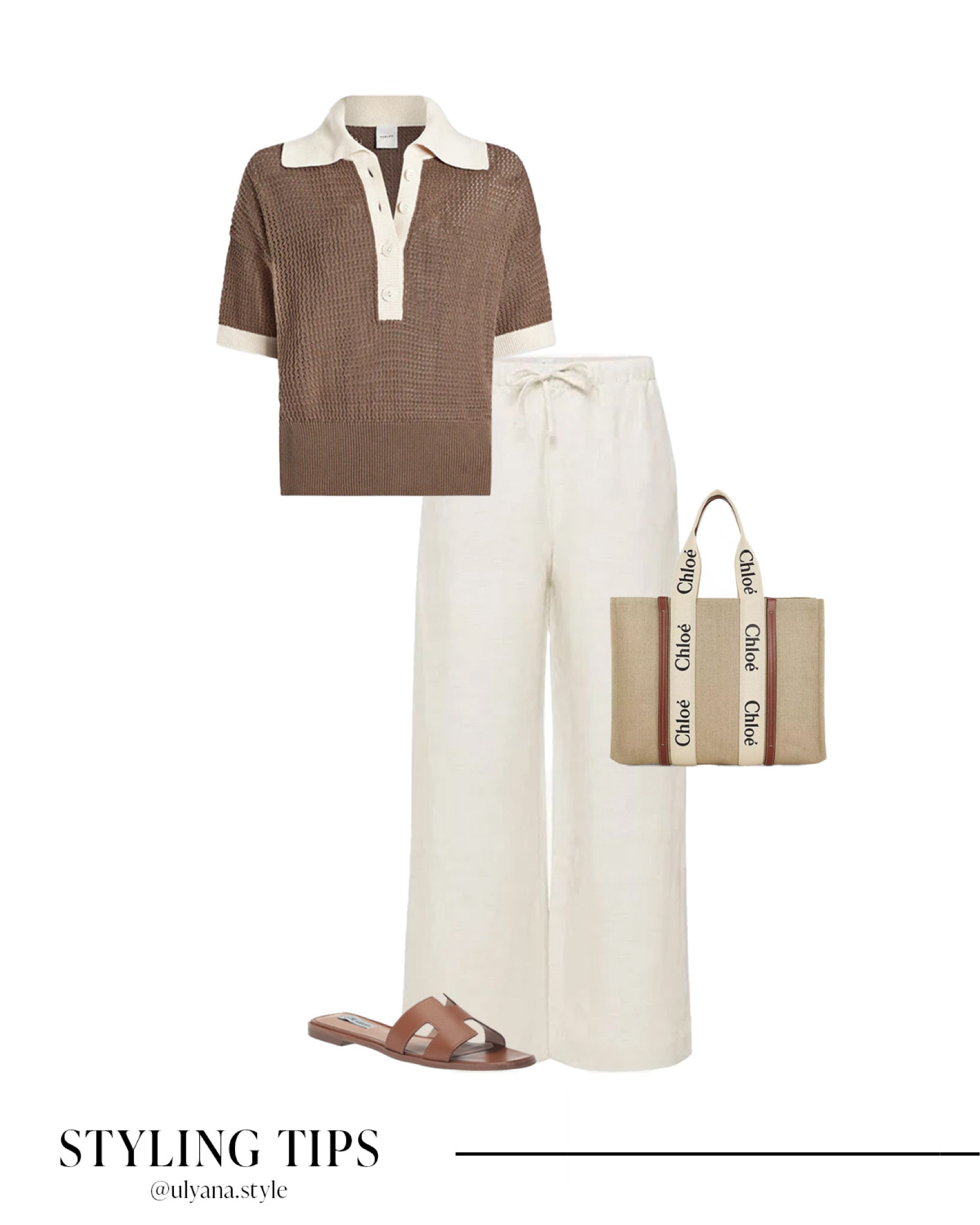 A knit polo paired with linen pants, slide sandals, and a tote bag makes a cute resort wear or spring outfit idea.
.
.
.
.
.
.
Spring outfits | spring fashion | spring shoes | spring tops | cute tops | brown top | crochet top | knit top | vacation tops | linen pants outfit | white linen pants | cream pants | spring bag | designer bags | summer bag | sandals 2024 | summer sandals | resort outfits | vacation outfits | outfit ideas | outfit inspo | 

#LTKGiftGuide #LTKSeasonal #LTKFind #LTKunder50 #LTKunder100 #LTKU #LTKsalealert #LTKfindsunder50 #LTKfindsunder100 #LTKstyletip #LTKworkwear #LTKtravel #LTKshoecrush #LTKitbag #LTKparties 