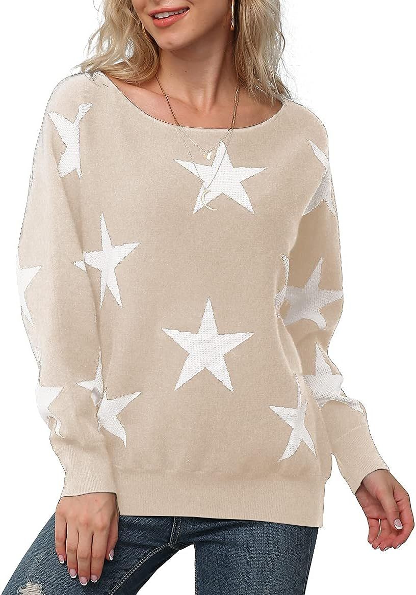 Feiersi Women's Off Shoulder Sweater Long Sleeve Loose Pullover Knit Jumper | Amazon (US)