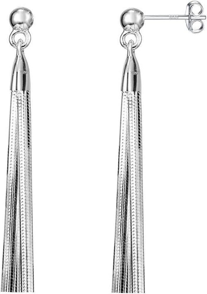 Savlano 925 Sterling Silver 18k Gold Plated Dangle Drop Tassel Stud Earrings For Women and Teens ... | Amazon (US)