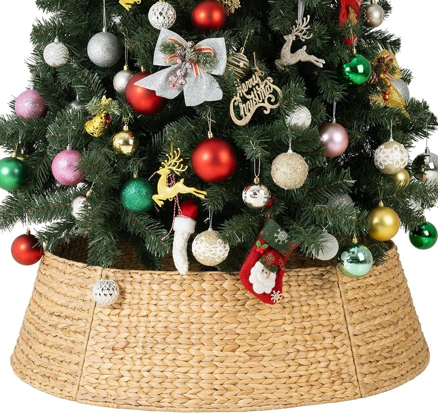 StorageWorks 42 Inch Wicker Christmas Tree Collar, Christmas Tree Collar for Pencil Tree, Water H... | Amazon (US)