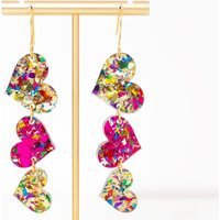 Valentines Earrings Heart Dangles, Glitter Jewelry, Statement | Etsy (US)