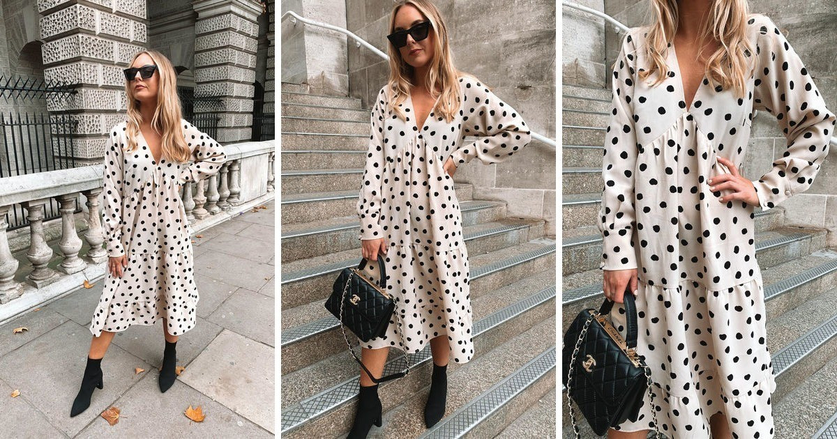 Dotty Day Dress   Beige Polka Dot
            
              By Pretty Lavish | SilkFred
