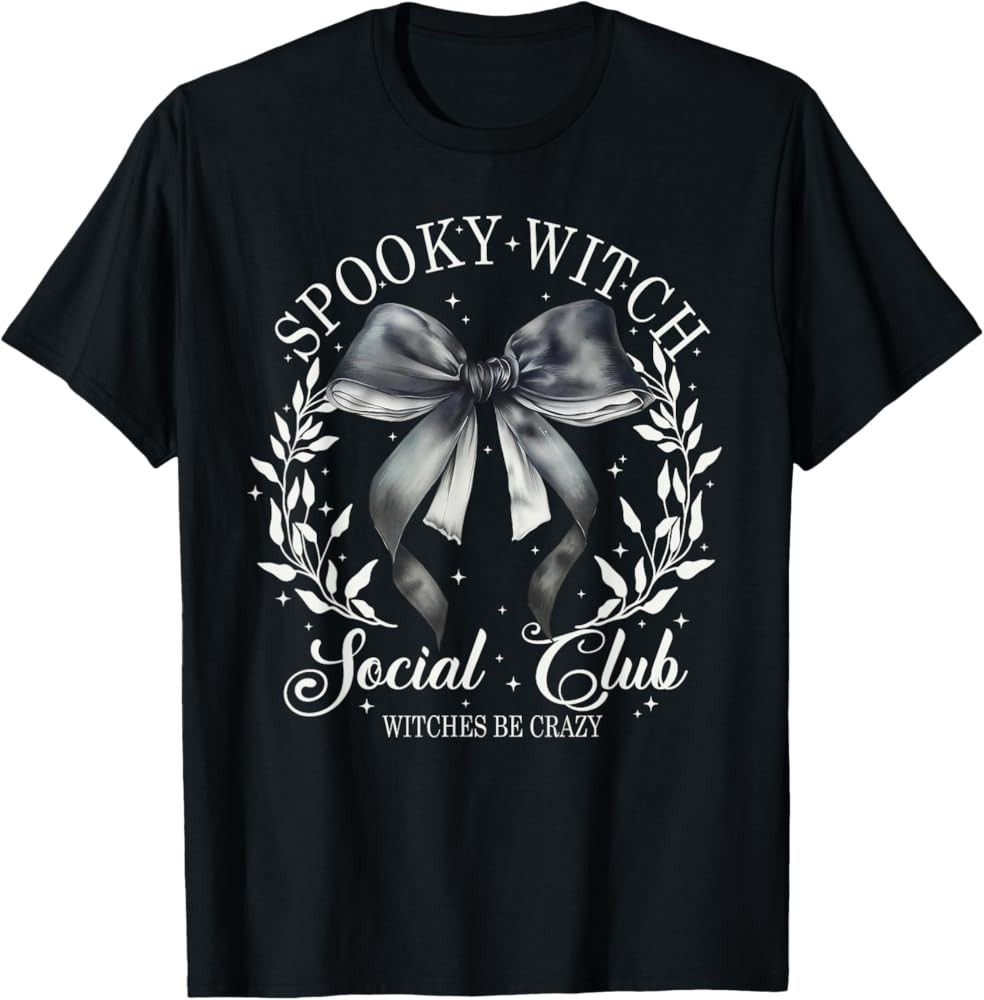 Coquette Bow Spooky Witch Social Club Witches Halloween T-Shirt | Amazon (US)
