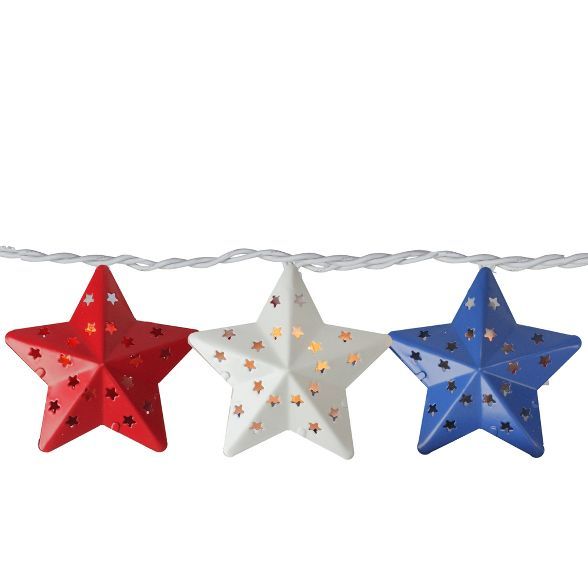 Northlight 10-Count Red and Blue Fourth of July Star String Light Set, 7.25ft White Wire | Target