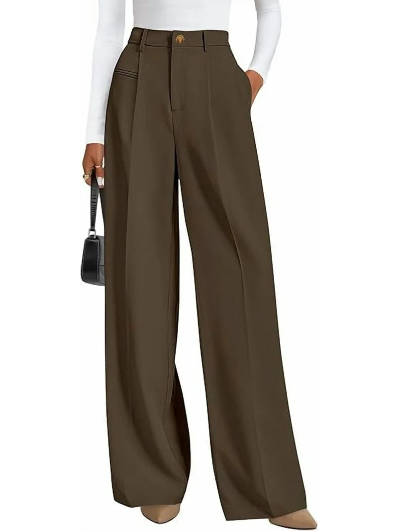 PRETTYGARDEN Womens Wide Leg Dress Pants Business Casual Flowy Work Palazzo Pants High Waisted Sl... | Walmart (US)