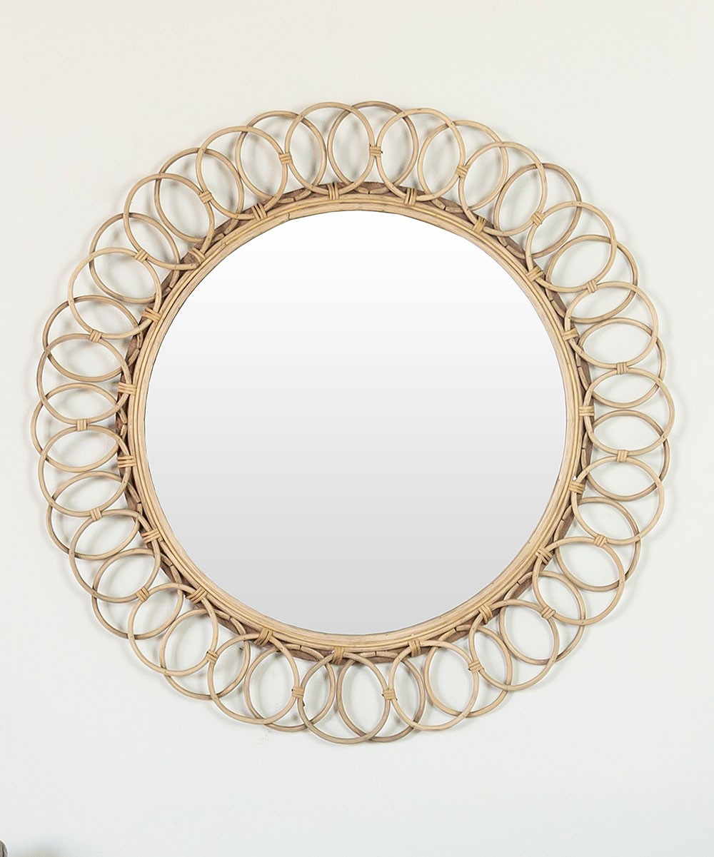 American Mercantile Wall Mirrors Natural - Beige Rattan Mirror | Zulily