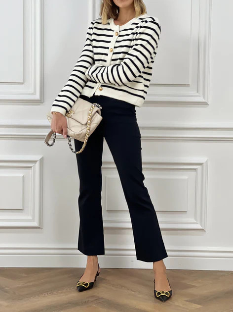 Lula Stripe Cardigan | Cream & Black | Vita Grace