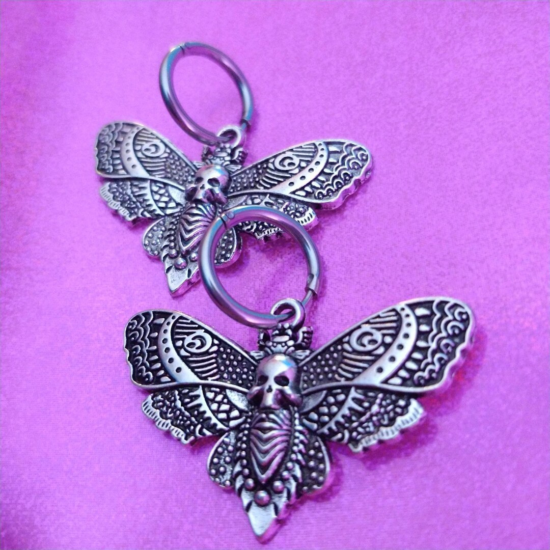 Deaths Head Moth Hoop Earrings - Etsy Canada | Etsy (CAD)