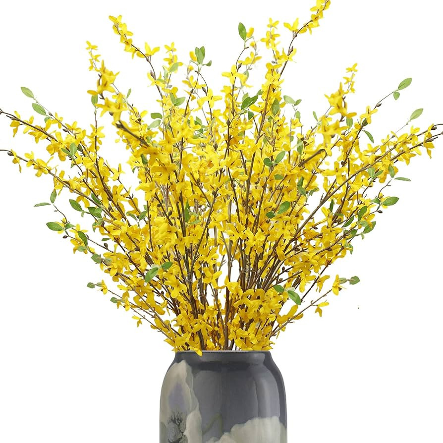 Artificial Forsythia Branches, 6 Pcs 39.4 Inch Cherry Blossom, Spring Flowers Artificial for Deco... | Amazon (US)