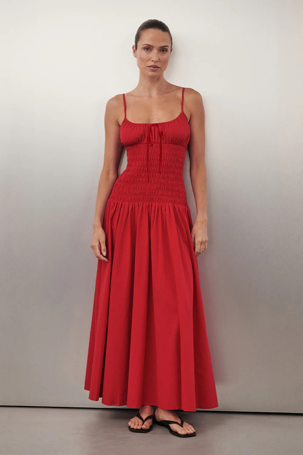 PALOMA RED COTTON MIDI DRESS | DISSH