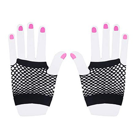 Floranea 2 Pairs Fingerless Fishnet Gloves Women Black 80s Retro Vintage Nylon Stretchy Mesh Gloves  | Walmart (US)