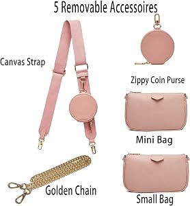 Small Crossbody Bags for Women Multipurpose Golden Zippy Handbags with Coin Purse including 3 Siz... | Amazon (US)