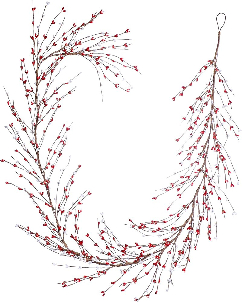 J'FLORU Valentine’s Day Garland,4.5FT Red White Berry Garland for Valentine’s Day Wedding Par... | Amazon (US)