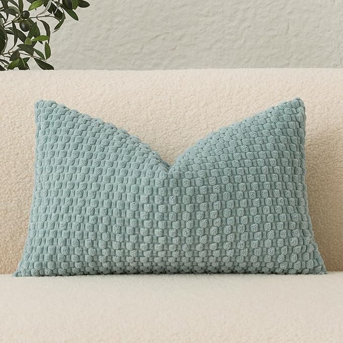 UGASA Velvet 12x20 Inch Lumbar Throw Pillow Cover, Both Sides Corduroy Striped, Soft Solid Decora... | Amazon (US)