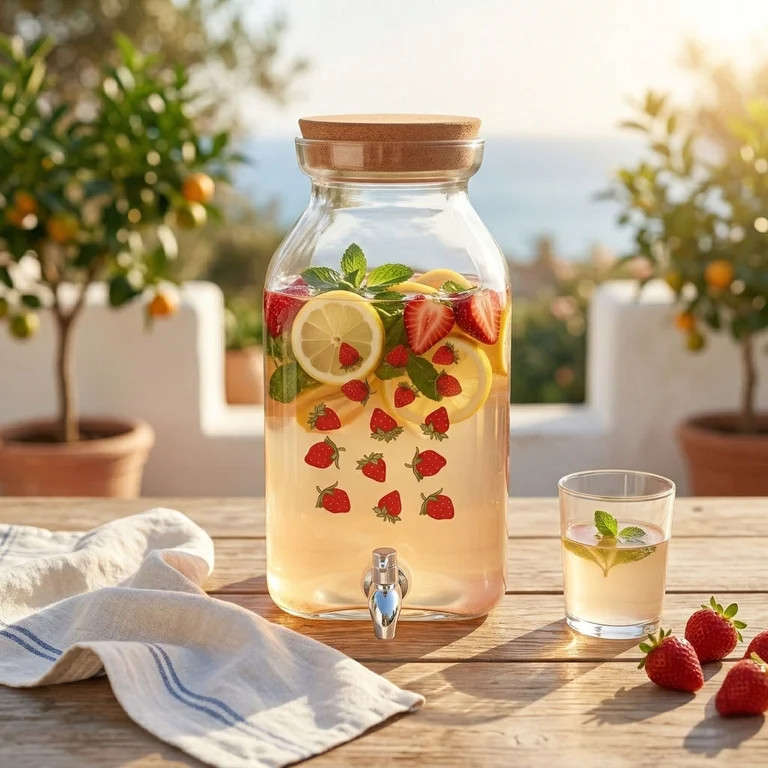 Just Feed Me by Jessie James Decker 2-Gallon Strawberry Beverage Dispenser with Galvanized Spigot | Walmart (US)