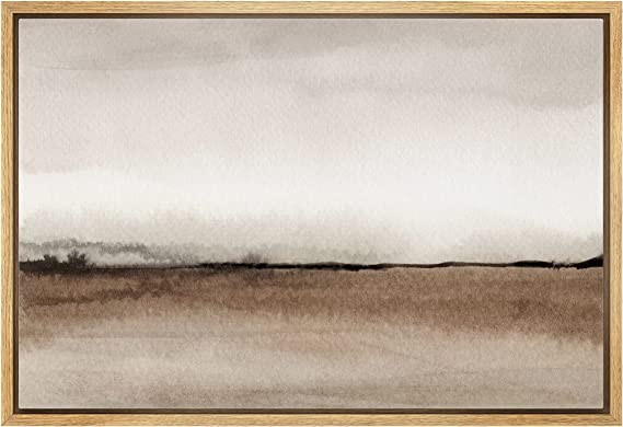 wall26 Framed Canvas Print Wall Art Minimal Brown Pastel Valley Landscape Nature Wilderness Illus... | Amazon (US)