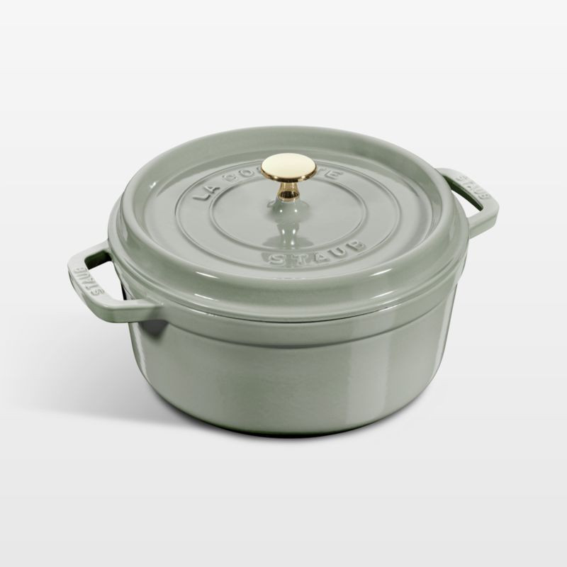 Staub 4-Qt Eucalyptus Round Cocotte + Reviews | Crate & Barrel | Crate & Barrel