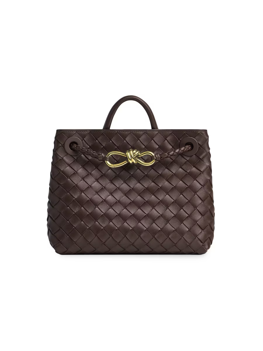 Small Andiamo Intrecciato Leather Top-Handle Bag | Saks Fifth Avenue