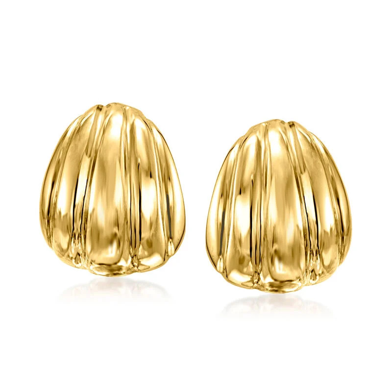 Italian 18kt Gold Over Sterling Ribbed Earrings | Ross-Simons