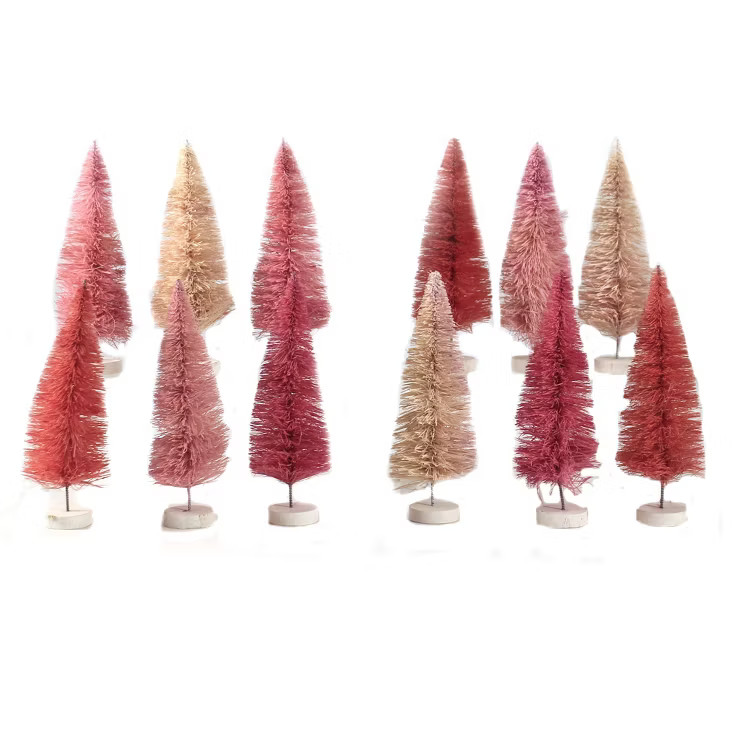 Christmas 6.0" Pink Hue Trees Bottle Brush  -  Decorative Sculptures | Target