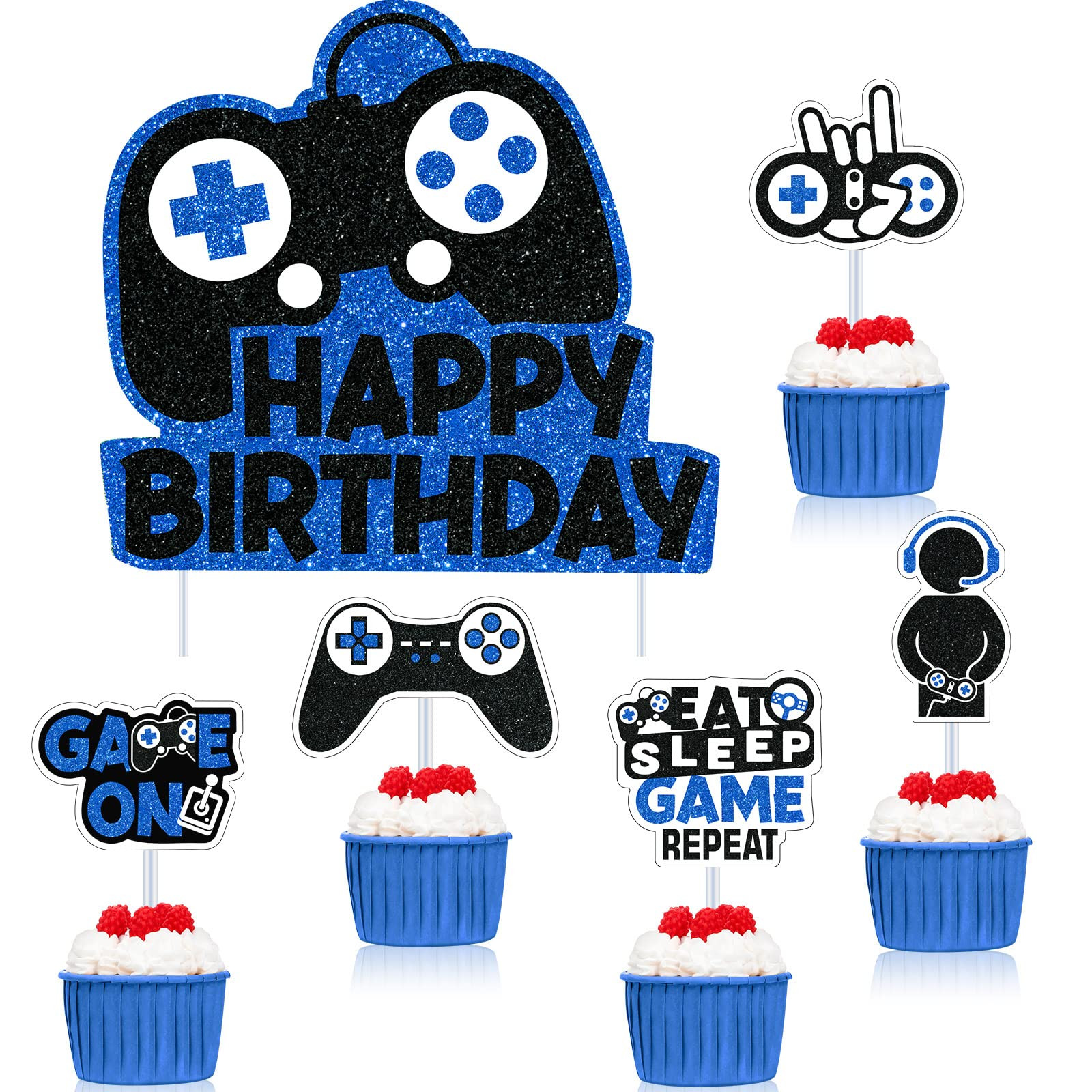 31 Piece Video Game Happy Birthday Cupcake Toppers Cake Toppers Video Gamer Party Decorations Sup... | Amazon (US)