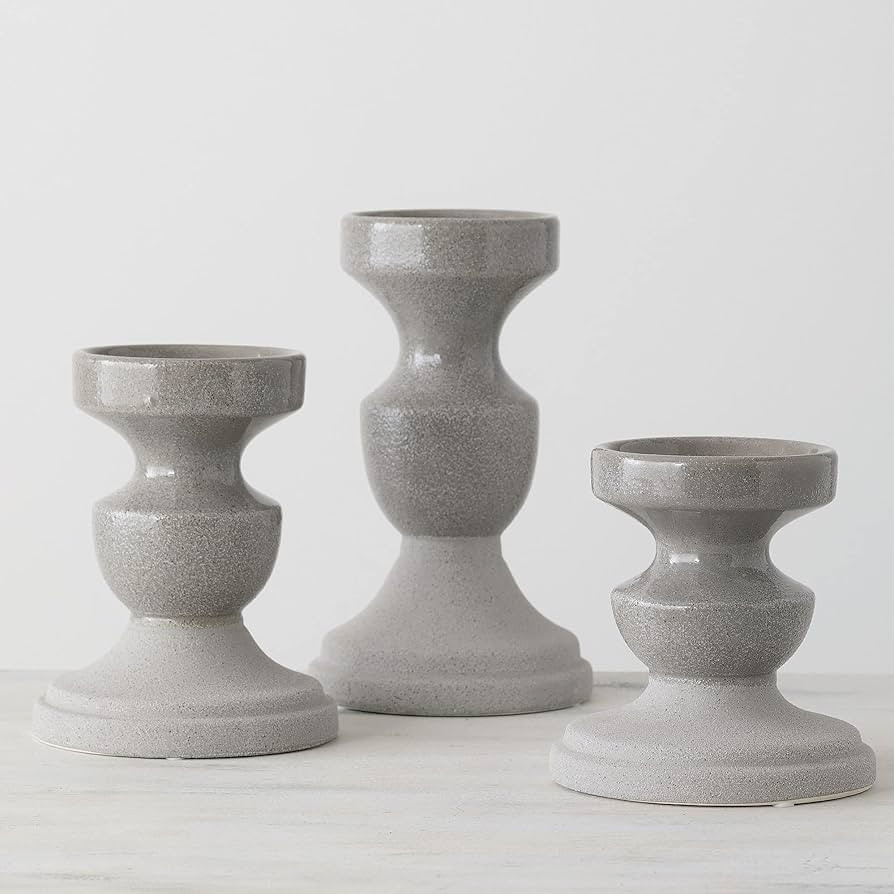 Sullivans Pillar Candle Holder Set of Three (3), Gray 10" H, 7.5" H & 6.5" H | Amazon (US)