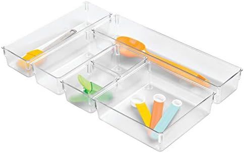 iDesign Drawer Organiser Set, Small Plastic Storage Boxes for Kitchen and Bathroom Drawers, 6 Pie... | Amazon (UK)