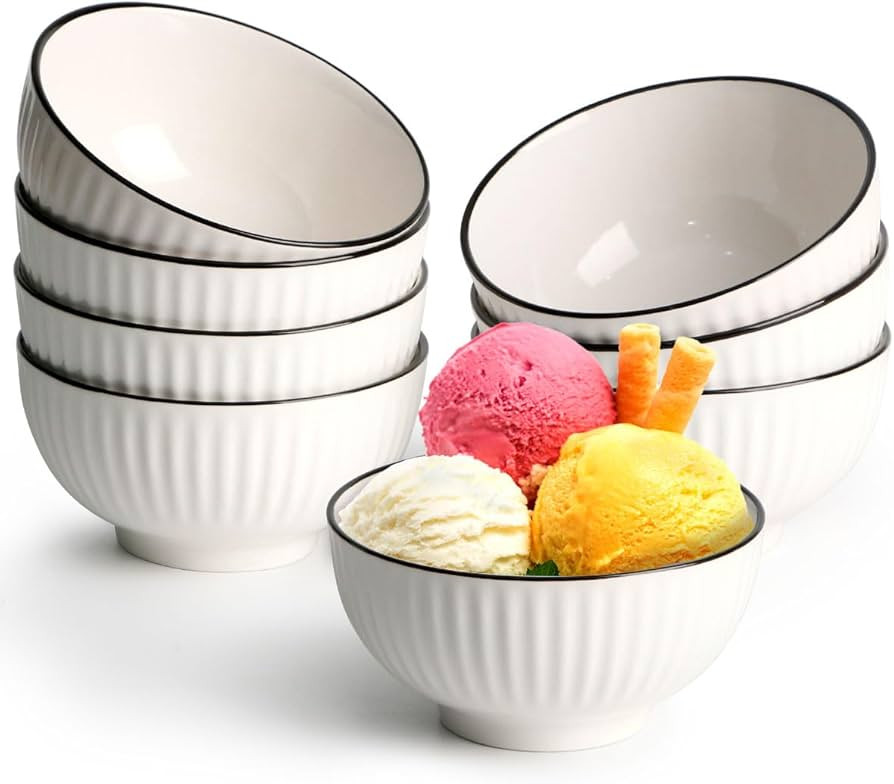 NUTRIUPS 4.5” Small Dessert Bowls Ceramic Bowls 10 oz Small Bowls, White Serving Bowls for Ice ... | Amazon (US)