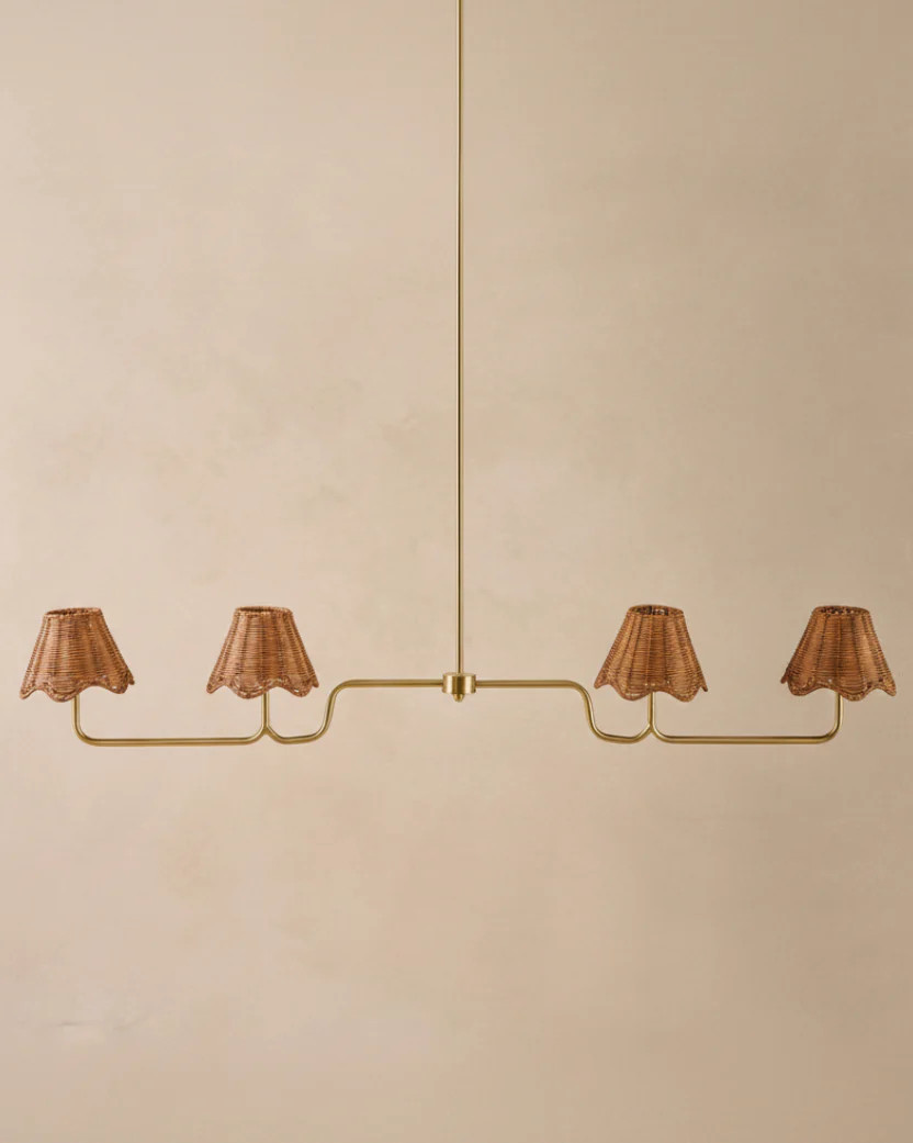 Lucinda Rattan Scallop Linear Chandelier | Magnolia
