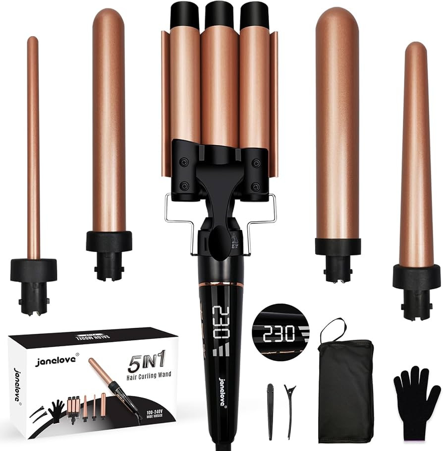 10-32mm Lockenstab 5 in 1 für Große und kleine locken, Turmalin keramik 25mm Welleneisen für L... | Amazon (DE)