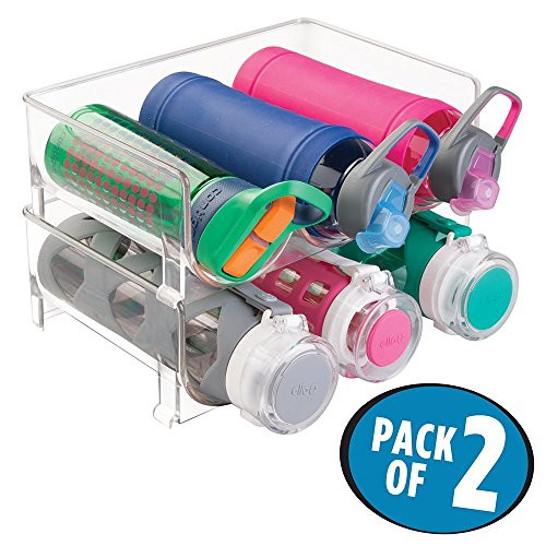 mDesign Stackable Water Bottle Storage Rack for Kitchen Countertops, Cabinet - Holds 6 Bottles, Clea | Amazon (US)