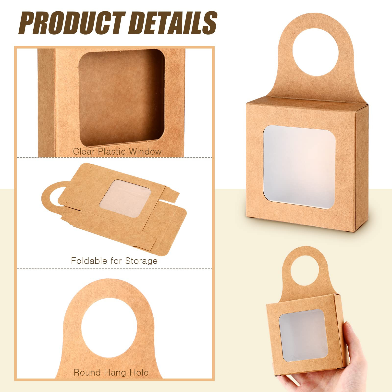 25 Count Kraft Paper Wine Bottle Box with Window Hanging Foldable Gift Boxes Wine Boxes for Gifts... | Amazon (US)
