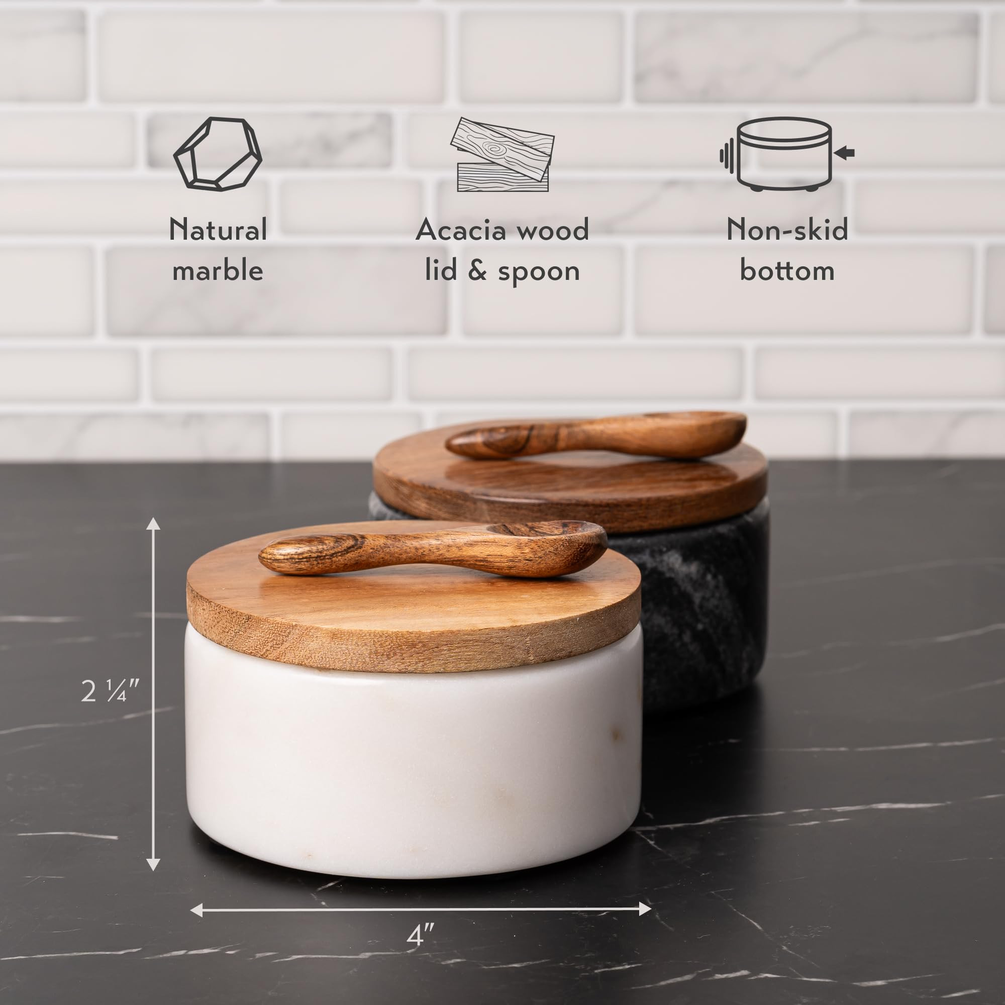 Cork & Mill Marble Salt and Pepper Bowls - Set of 2 Handcrafted White/Grey Solid Marble Salt and ... | Amazon (US)