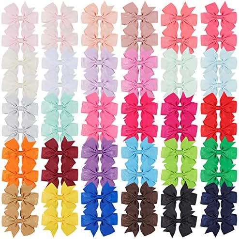 Choicbaby 60pcs 3 Inches Boutique Grosgrain Ribbon Pinwheel Hair Bows for Baby Girls, Toddler Bows H | Amazon (US)