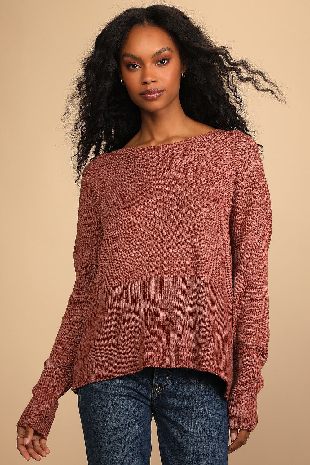 Cross Reference Dusty Rose Oversized Backless Sweater | Lulus (US)