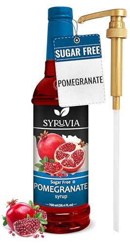 Syruvia Sugar-Free Pomegranate Syrup, Flavored Syrup for Drinks, Cocktails, Lemonades, Iced Teas, and Desserts – 25.4 fl oz, With Pump | Amazon (US)