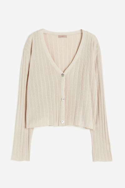 Rib-knit Cardigan - Light beige - Ladies | H&M US | H&M (US + CA)