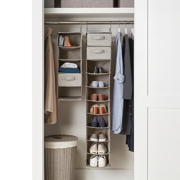 The Container Store 10-Compartment Hanging  Closet Organizer Natural | The Container Store