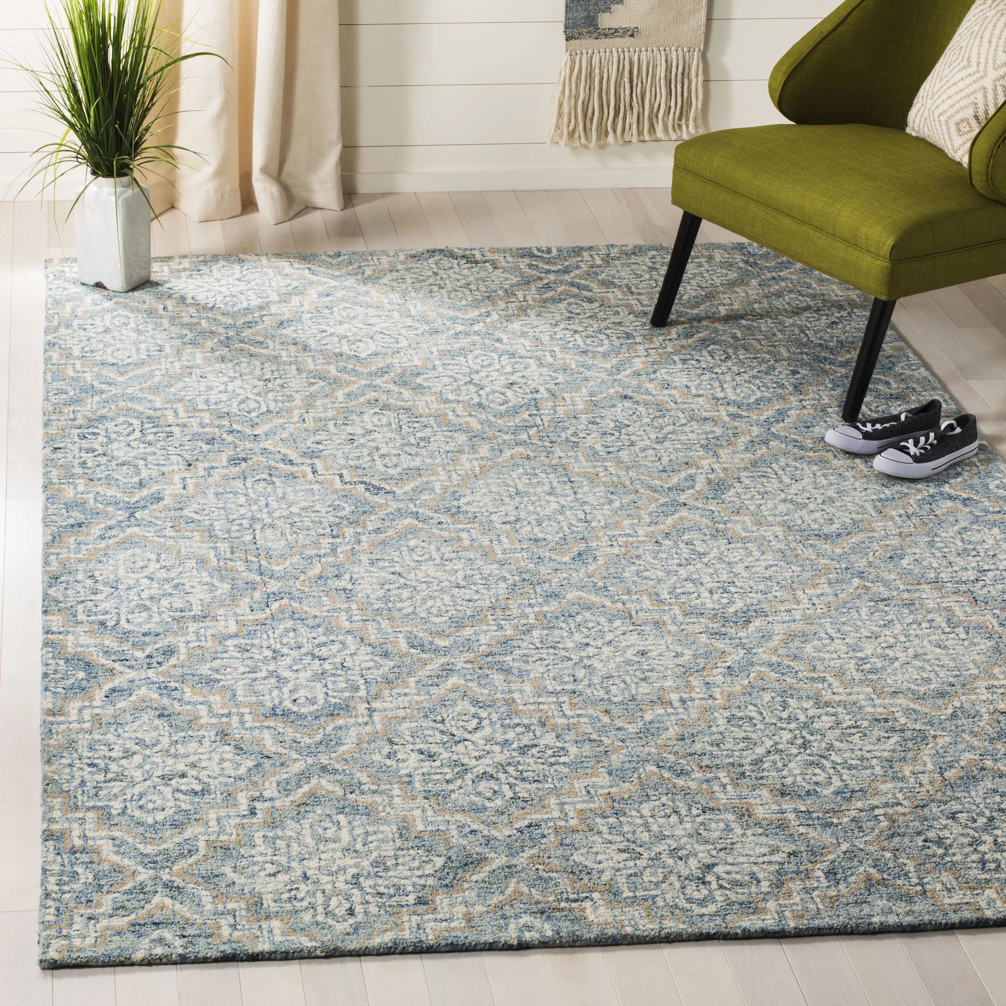 SAFAVIEH Abstract Drew Abstract Wool Area Rug, Blue/Gray, 8' x 10' - Walmart.com | Walmart (US)