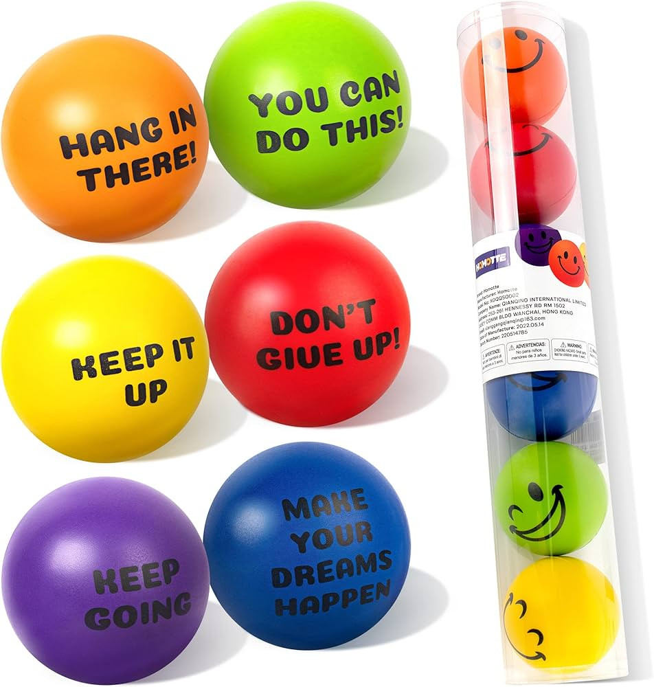Homotte 6 Pcs Motivational Stress Balls for Kids 3+ and Adults, Inspirational Stress Relief Balls... | Amazon (US)