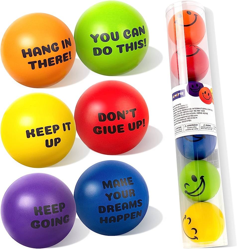 Homotte 6 Pcs Motivational Stress Balls for Kids 3+ and Adults, Inspirational Stress Relief Balls... | Amazon (US)