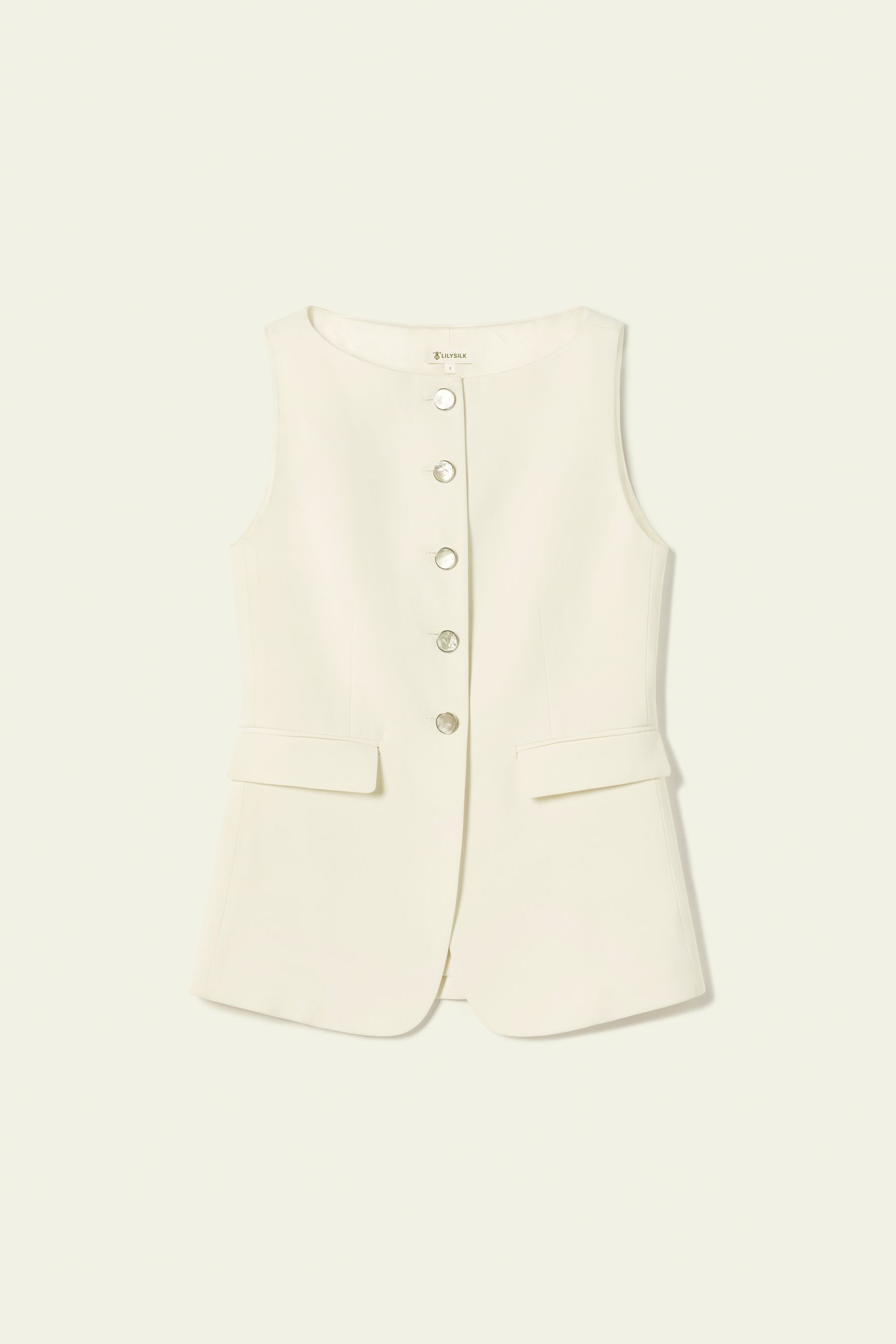 Sleeveless Button Up Silk Vest | LilySilk
