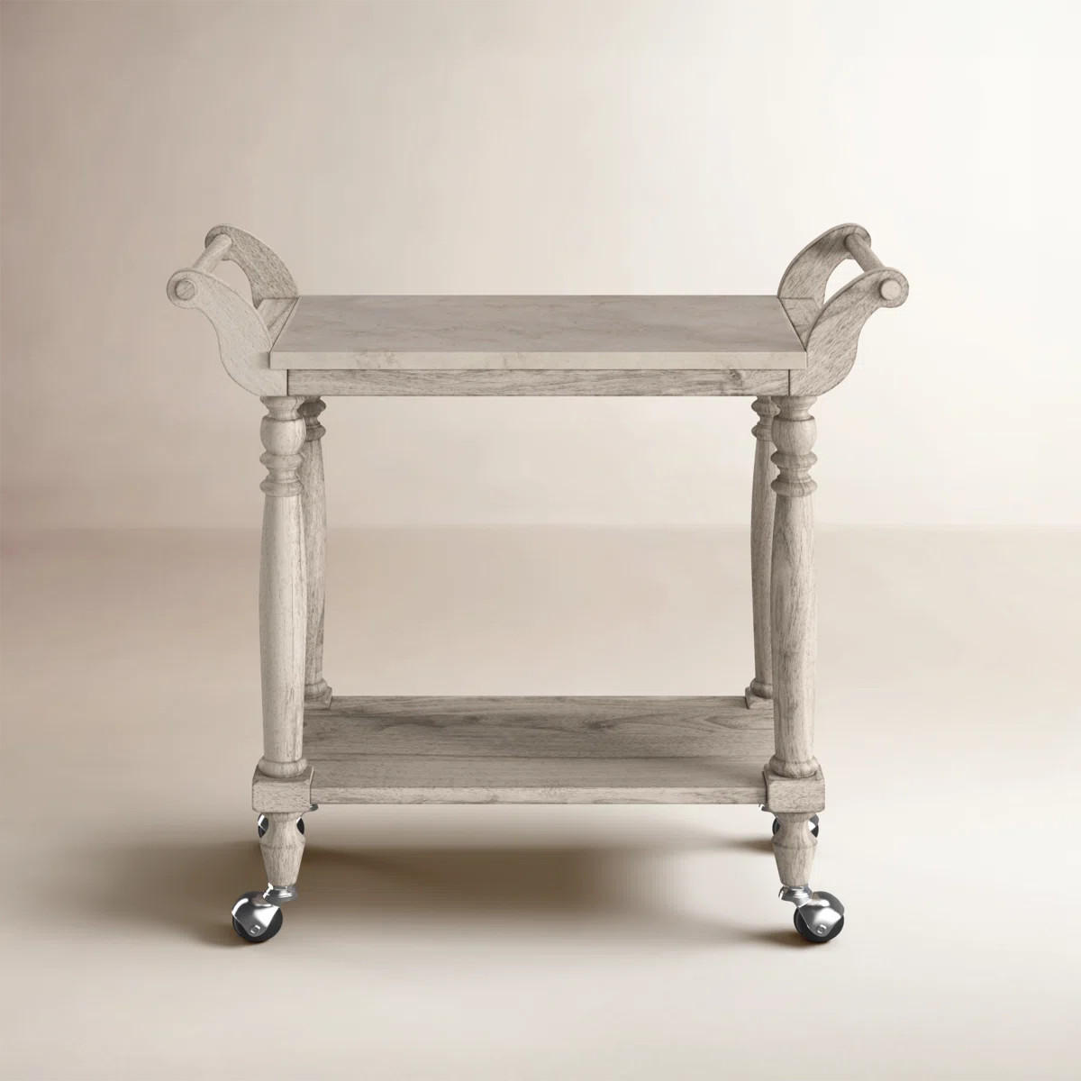 Aberdale Marble Top and Wood Bar Cart | Birch Lane