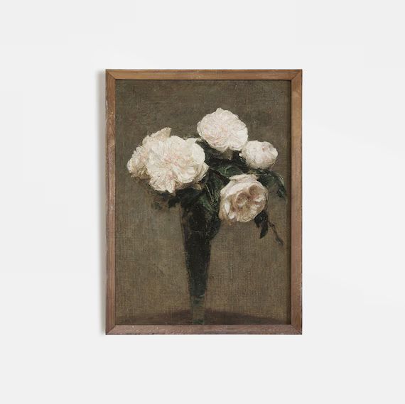 Rose Painting  French Vintage Print  Moody Antique PRINTABLE | Etsy | Etsy (US)