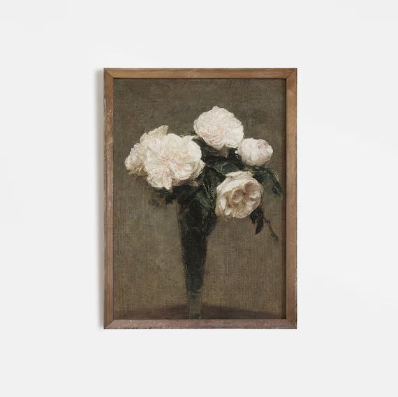 Rose Painting  French Vintage Print  Moody Antique PRINTABLE | Etsy | Etsy (US)