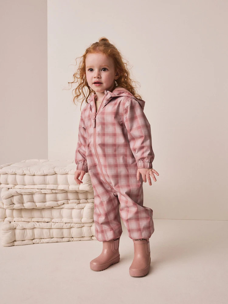 Pink Check Waterproof Fleece Lined Puddlesuit (3mths-7yrs) | Next US