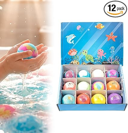 Ocean Toy Bath Salt Ball Sleeve Box Bath Bombs, 2026 New 12-Pack Handmade Bubble Bath Bombs with ... | Amazon (US)