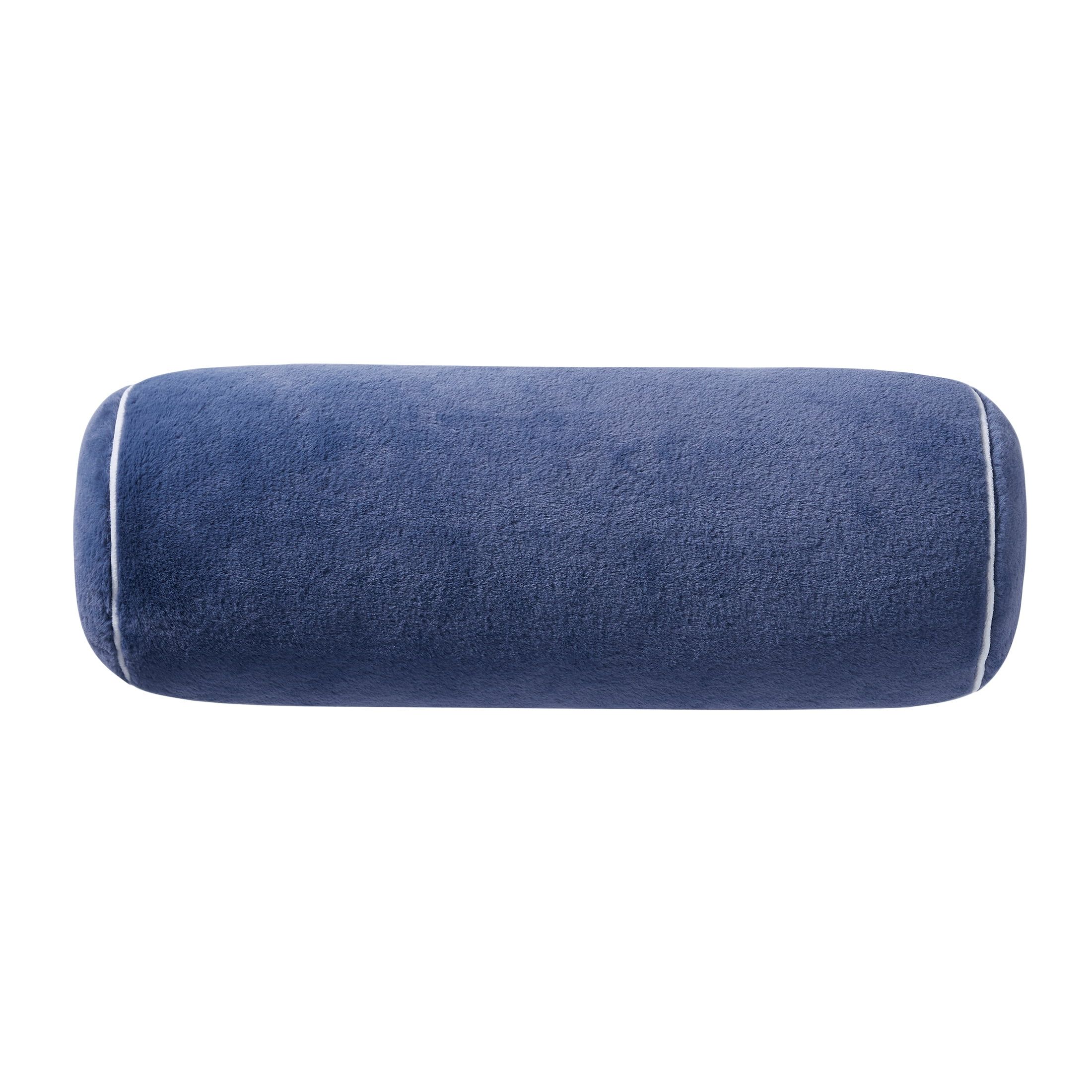 My Texas House 9" x 24" Ryan Blue Faux Rabbit Fur Bolster Decorative Pillow | Walmart (US)